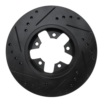R1 Concepts R1 1984-1989 Nissan 300ZX Front Right Drilled & Slotted Black Brake Rotor