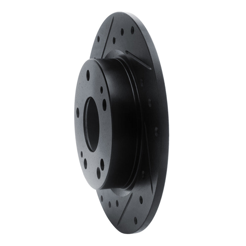 R1 Concepts R1 2016-2025 Honda Civic Coupe Rear Left Drilled & Slotted Black Brake Rotor