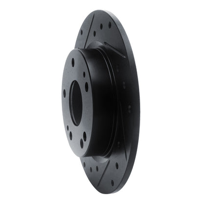 R1 Concepts R1 2016-2025 Honda Civic Coupe Rear Left Drilled & Slotted Black Brake Rotor