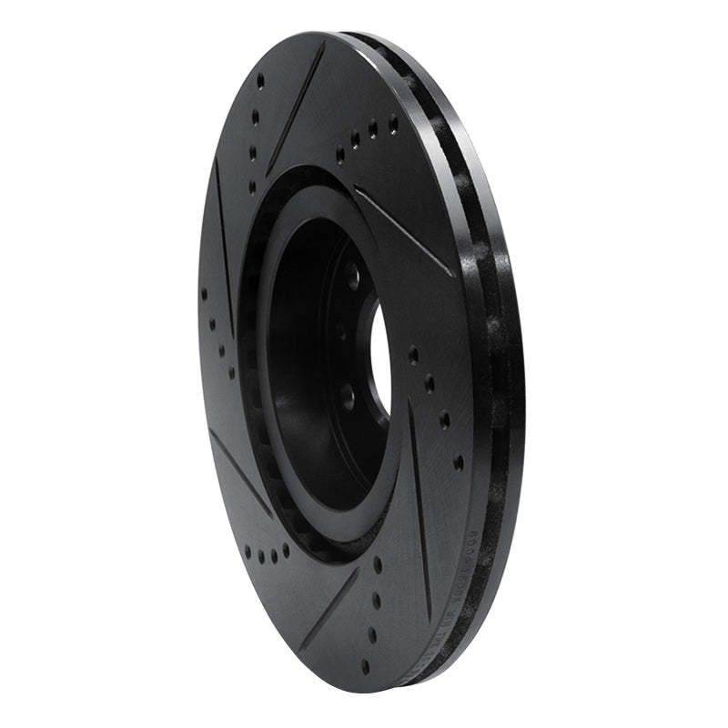 R1 Concepts R1 91-20 Alfa Romeo 164 Front Right Drilled & Slotted Black Brake Rotor