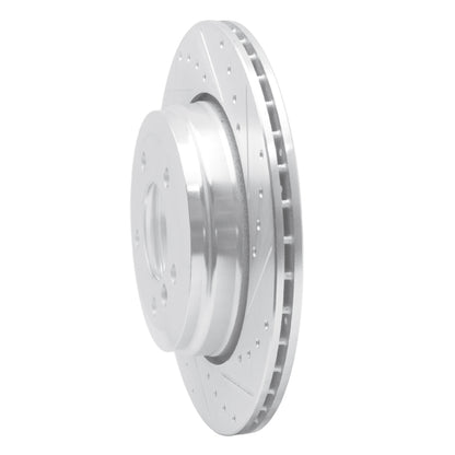 R1 Concepts R1 04-10 BMW 528I Rear Right Drilled & Slotted Silver Brake Rotor