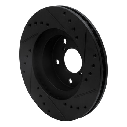 R1 Concepts R1 90-01 Subaru Impreza Front Left Drilled & Slotted Black Brake Rotor