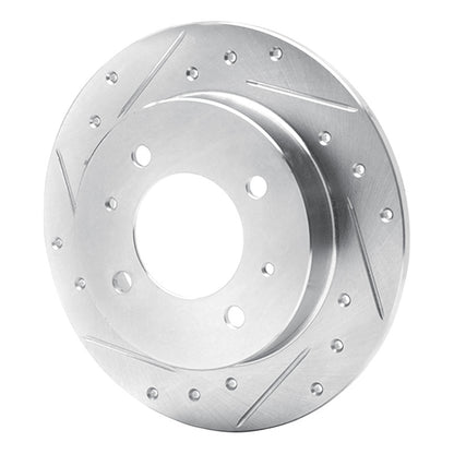 R1 Concepts R1 97-06 Hyundai TIBURON Rear Left Drilled & Slotted Silver Brake Rotor