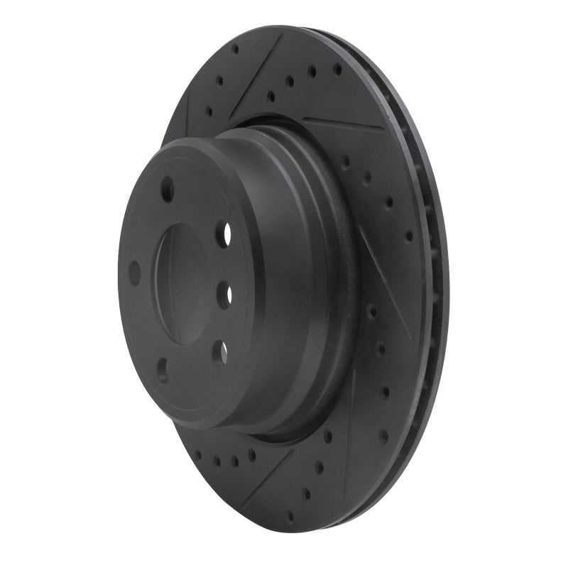 R1 Concepts R1 02-06 BMW X5 Rear Left Drilled & Slotted Black Brake Rotor