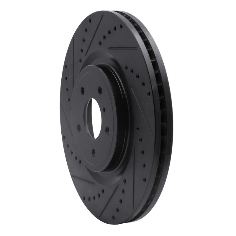 R1 Concepts R1 08-25 Infiniti QX70 Front Left Drilled & Slotted Black Brake Rotor