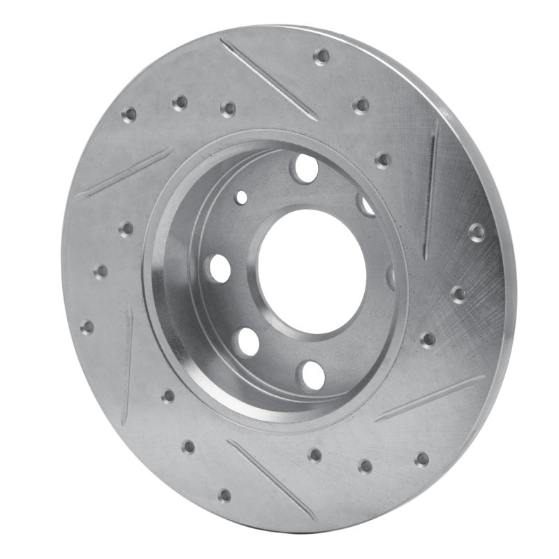 R1 Concepts R1 88-89 Pontiac LeMans Front Left Drilled & Slotted Silver Brake Rotor