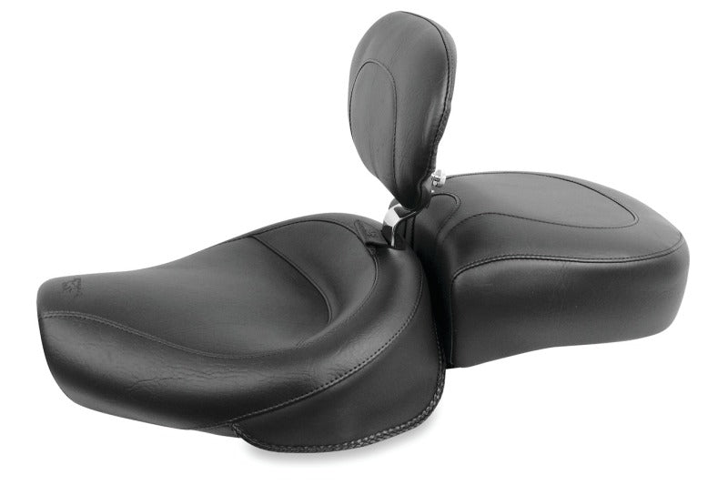 Mustang Motorcycle Mustang 82-03 Harley Sportster Wide Touring Solo Seat w/Driver Backrest - Black
