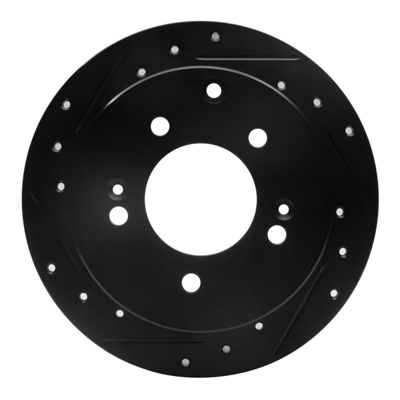 R1 Concepts R1 10-13 Kia Forte Rear Left Drilled & Slotted Black Brake Rotor