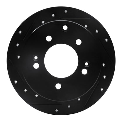 R1 Concepts R1 10-13 Kia Forte Rear Left Drilled & Slotted Black Brake Rotor