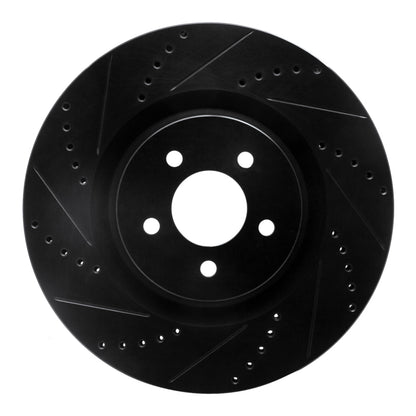 R1 Concepts R1 07-14 Ford Mustang Front Left Drilled & Slotted Black Brake Rotor