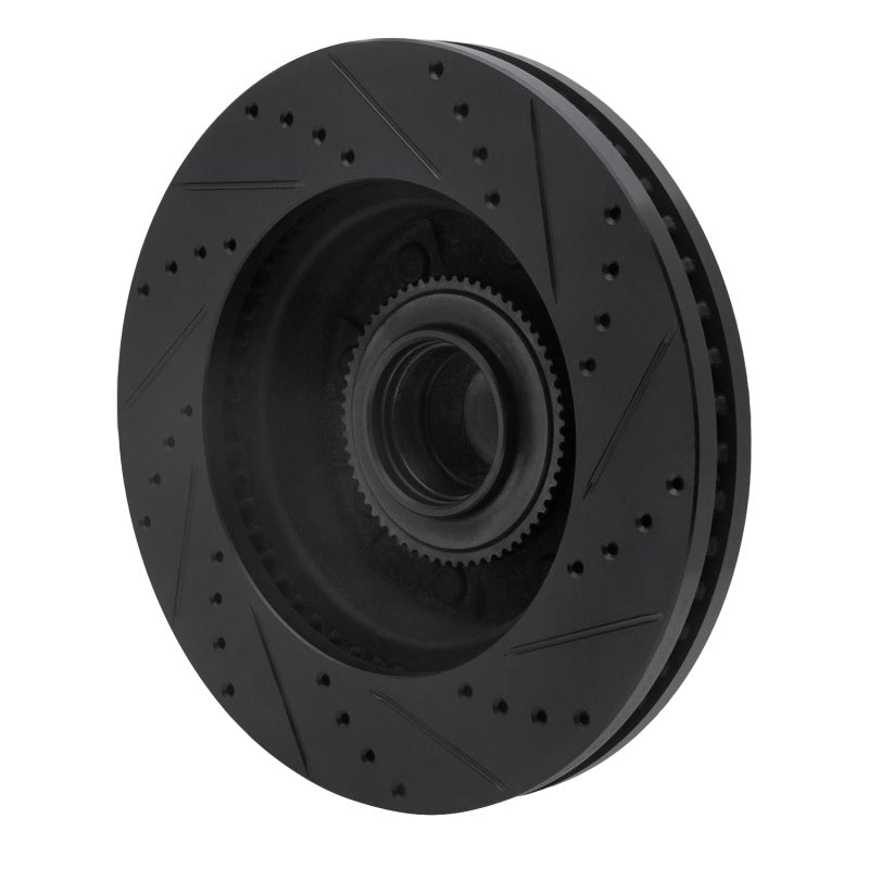 R1 Concepts R1 08-25 Ford E-350 Super Duty Front Left Drilled & Slotted Black Brake Rotor
