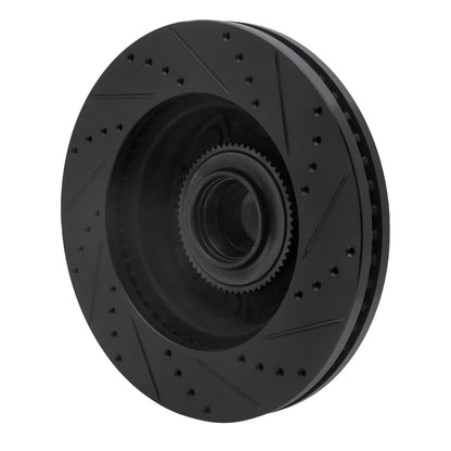 R1 Concepts R1 08-25 Ford E-350 Super Duty Front Left Drilled & Slotted Black Brake Rotor