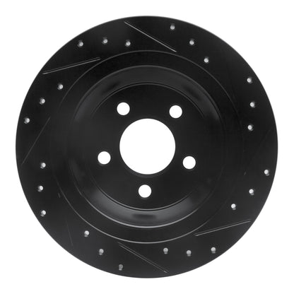 R1 Concepts R1 15-23 Ford Mustang Rear Left Drilled & Slotted Black Brake Rotor