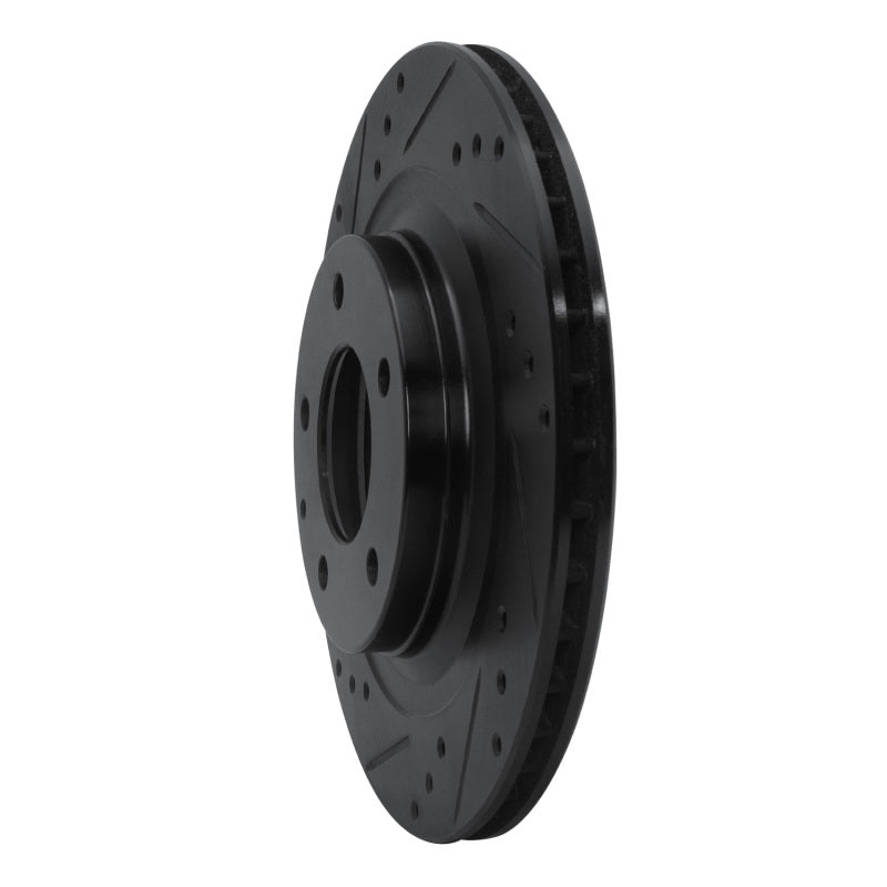 R1 Concepts R1 93-95 Mazda RX-7 Rear Left Drilled & Slotted Black Brake Rotor