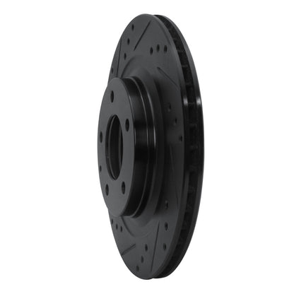 R1 Concepts R1 93-95 Mazda RX-7 Rear Left Drilled & Slotted Black Brake Rotor