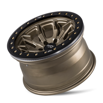 Dirty Life 9303 DT-1 17x9 / 6x139.7 BP / -12mm Offset / 106mm Hub Satin Gold Wheel - Beadlock