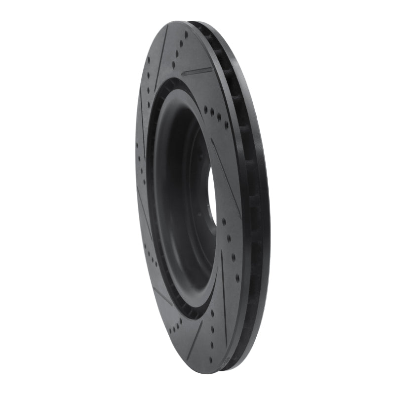 R1 Concepts R1 2013-2025 Land Rover Defender 110 Rear Right Drilled & Slotted Black Brake Rotor