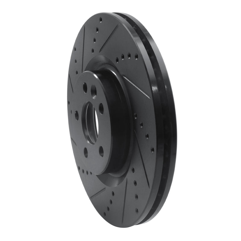 R1 Concepts R1 15-19 Jaguar E-Pace Front Left Drilled & Slotted Black Brake Rotor