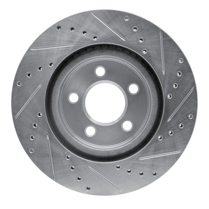 R1 Concepts R1 09-23 Dodge Challenger Front Left Drilled & Slotted Silver Brake Rotor