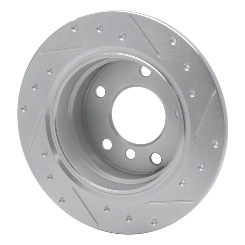R1 Concepts R1 95-99 BMW 318TI Rear Left Drilled & Slotted Silver Brake Rotor