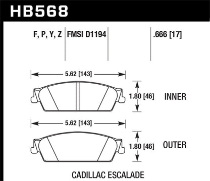 Hawk Performance Hawk 07-08 Escalade 6.2 / 07-08 Avalanche Super Duty Rear Brake Pads