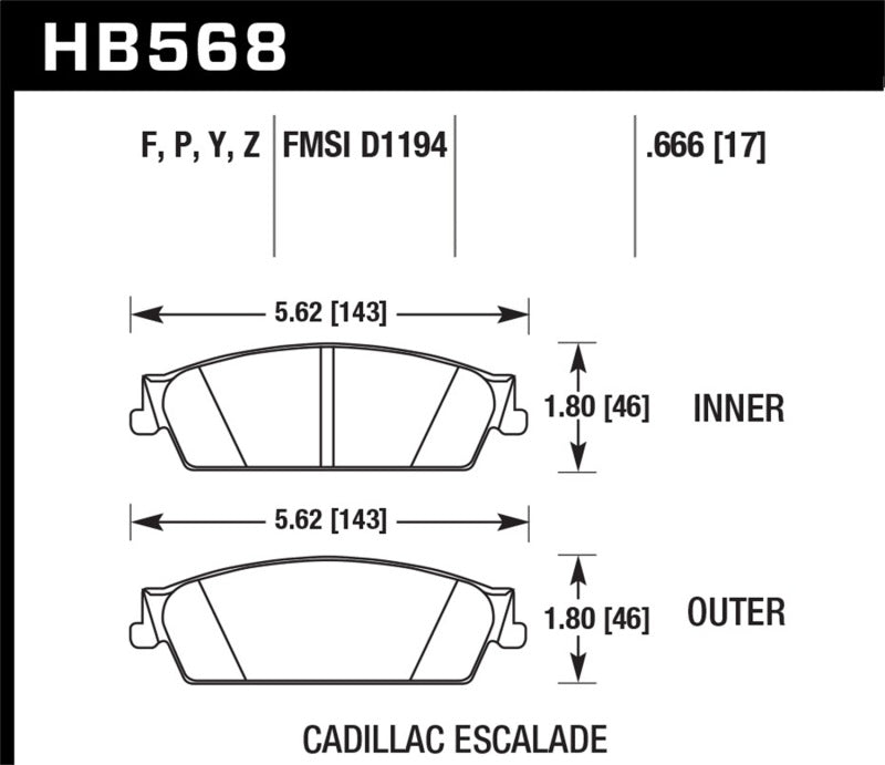 Hawk Performance Hawk 07-14 Cadillac Escalade / EXT / ESV HPS 5.0 Rear Brake Pads