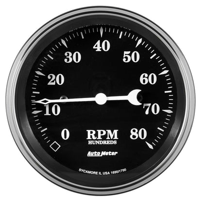 AutoMeter Auto Meter Gauge Tachometer 3 3/8in 8k RPM In-Dash Old Tyme Black