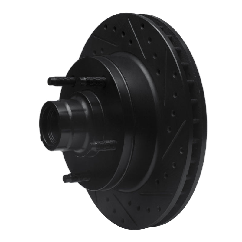 R1 Concepts R1 73-93 Ford E-100 Econoline Front Right Drilled & Slotted Black Brake Rotor