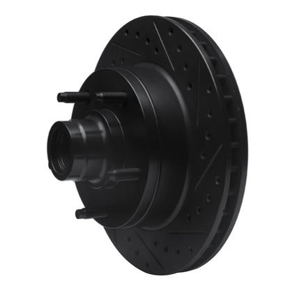 R1 Concepts R1 73-93 Ford E-100 Econoline Front Right Drilled & Slotted Black Brake Rotor