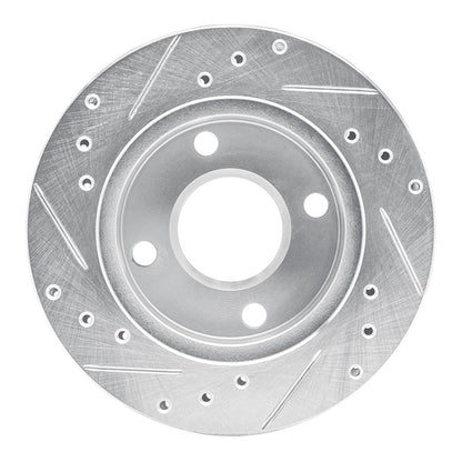 R1 Concepts R1 81-94 Ford EXP Front Right Drilled & Slotted Silver Brake Rotor