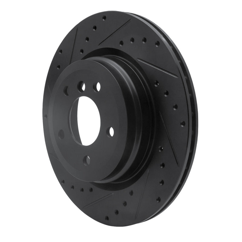 R1 Concepts R1 06-15 BMW 335XI Rear Left Drilled & Slotted Black Brake Rotor