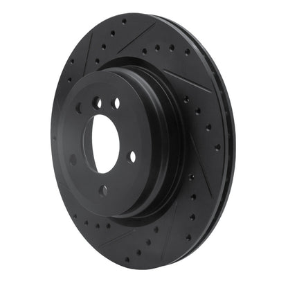 R1 Concepts R1 06-15 BMW 335XI Rear Left Drilled & Slotted Black Brake Rotor