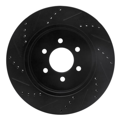 R1 Concepts R1 03-04 Dodge Dakota 4WD Front Right Drilled & Slotted Black Brake Rotor