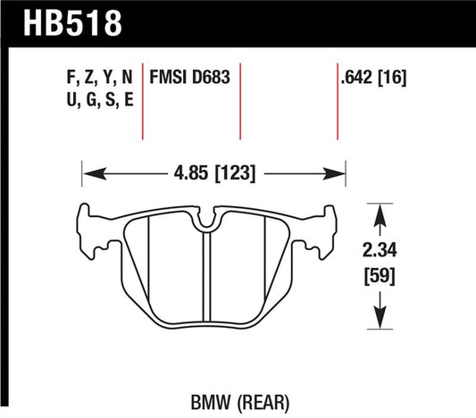 Hawk Performance Hawk BMW 3/5/7Series/M3/M5/X3/X5/Z4/Z8 / Land Rover Range Rover DTC-60 Race Rear Brake Pads