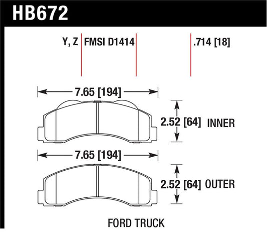 Hawk Performance Hawk 10-11 Ford Expedition/F-150 SVT Raptor / 10-11 F-150 Performance Ceramic Front Street Brake Pad