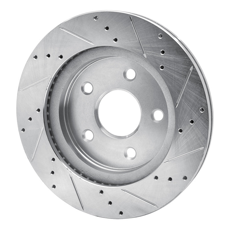 R1 Concepts R1 08-12 Jeep J8 Front Left Drilled & Slotted Silver Brake Rotor