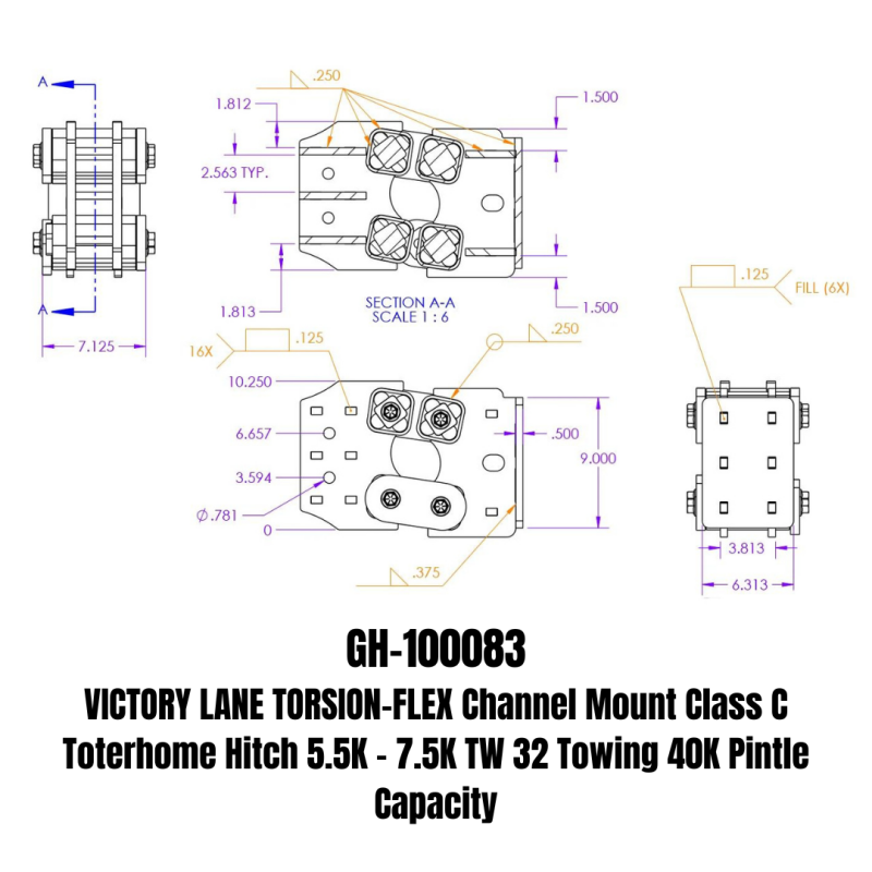 GEN-Y Hitch Gen-Y Victory Lane Torsion-Flex Channel Mount Class C Toterhome Hitch (5.5K-7.5K TW)