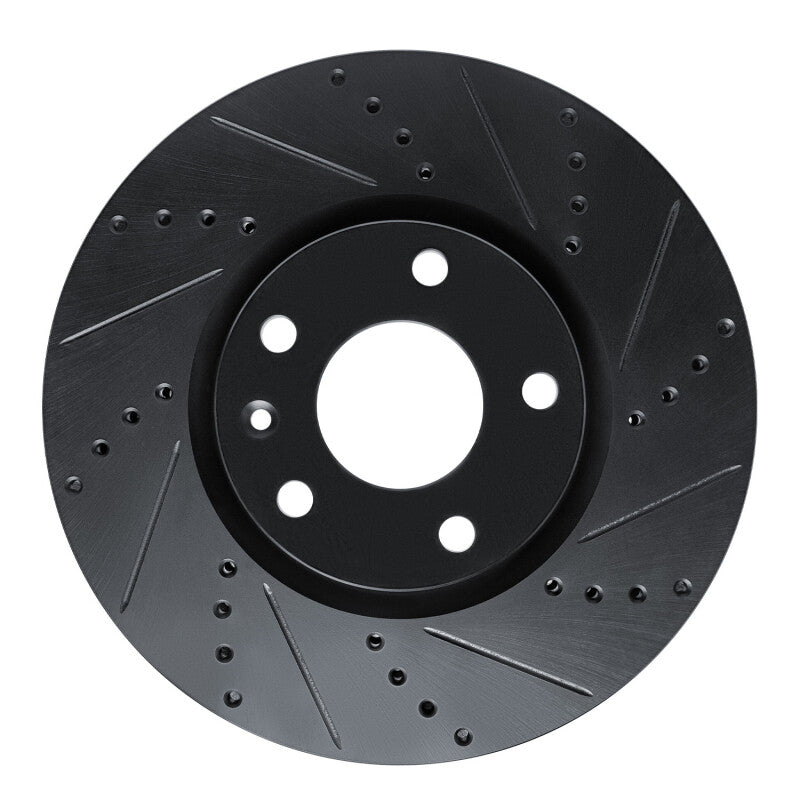 R1 Concepts R1 14-19 Chevrolet Corvette Front Right Drilled & Slotted Black Brake Rotor