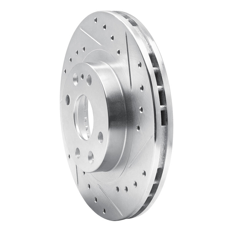 R1 Concepts R1 99-03 Mazda Protege Front Right Drilled & Slotted Silver Brake Rotor