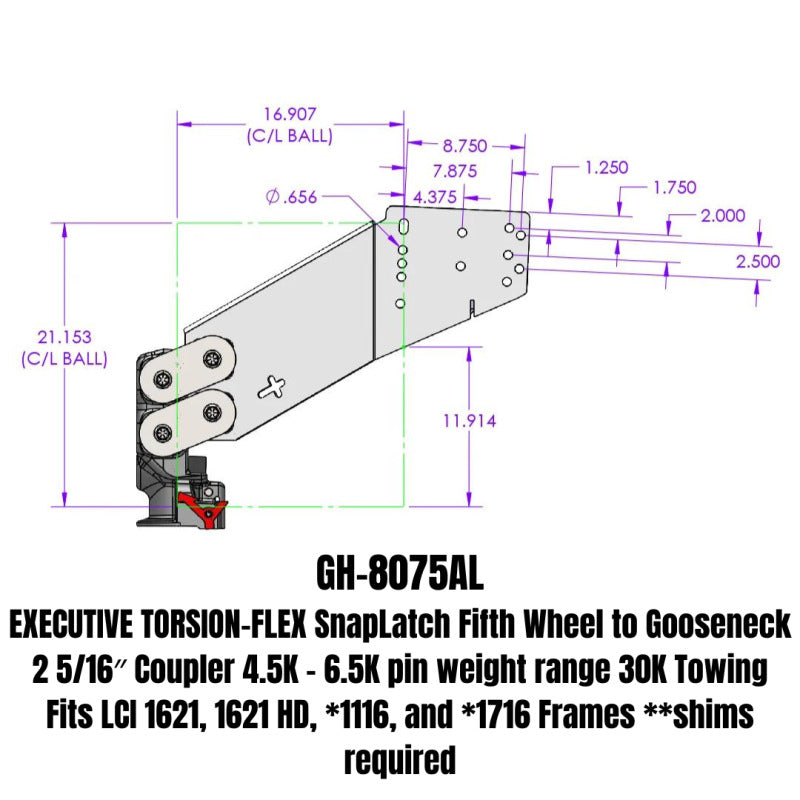 GEN-Y Hitch Gen-Y Executive Torsion-Flex Auto 5th Wheel to Gooseneck 2-5/16in Coupler (4.5K-6.5K PW)