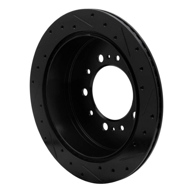 R1 Concepts R1 07-22 Lexus LX570 Rear Left Drilled & Slotted Black Brake Rotor