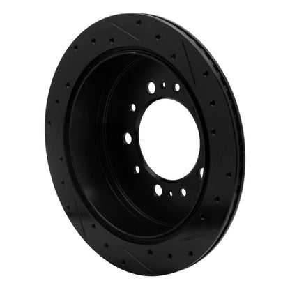 R1 Concepts R1 07-22 Lexus LX570 Rear Left Drilled & Slotted Black Brake Rotor