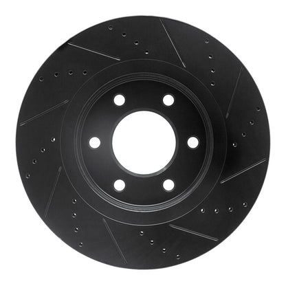 R1 Concepts R1 07-24 Infiniti QX56 Front Left Drilled & Slotted Black Brake Rotor