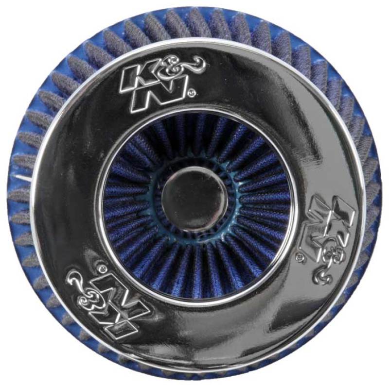 K&N Engineering K&N Universal Air Filter Chrome Round Tapered Blue - 4in Flange ID x 1.125in Flange Length x 5.5in H