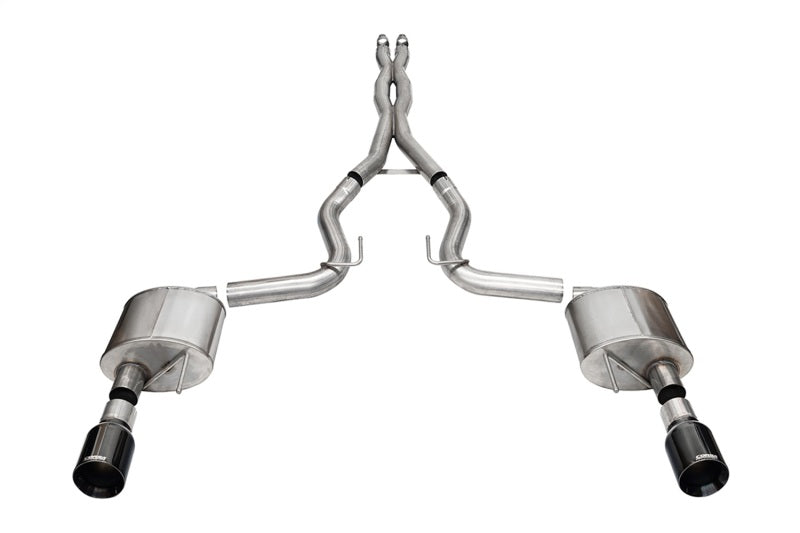 CORSA Performance Corsa 24+ Ford MustangGT Xtreme Cat-Back Ex.Sys 3.0in Dual Rear Exit w/4.5in Blk PVD StraightCut Tip