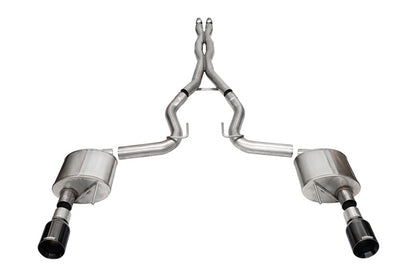 CORSA Performance Corsa 24+ Ford MustangGT Xtreme Cat-Back Ex.Sys 3.0in Dual Rear Exit w/4.5in Blk PVD StraightCut Tip