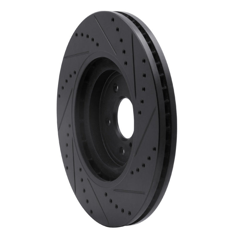 R1 Concepts R1 08-25 Infiniti QX70 Front Left Drilled & Slotted Black Brake Rotor