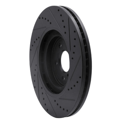R1 Concepts R1 08-25 Infiniti QX70 Front Left Drilled & Slotted Black Brake Rotor