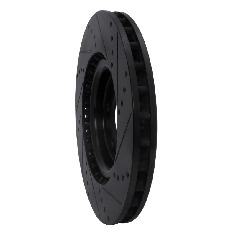 R1 Concepts R1 08-15 Mitsubishi Lancer Front Left Drilled & Slotted Black Brake Rotor