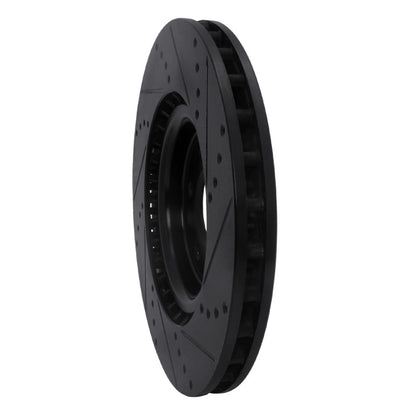 R1 Concepts R1 08-15 Mitsubishi Lancer Front Left Drilled & Slotted Black Brake Rotor
